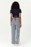 Blue Stripe Wide Leg Soft Trouser