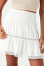 White Crochet Shirred Mini Skirt