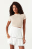 White Crochet Shirred Mini Skirt
