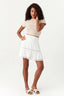 White Crochet Shirred Mini Skirt