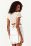 White Crochet Shirred Mini Skirt