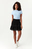 Black Crochet Shirred Mini Skirt