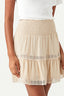 Stone Crochet Shirred Mini Skirt