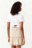 Stone Crochet Shirred Mini Skirt