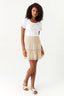 Stone Crochet Shirred Mini Skirt