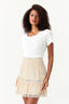 Stone Crochet Shirred Mini Skirt