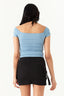 Shell Blue Slinky Shoulder Top - Select Fashion