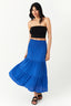 Blue Shirred Waist Crinkle Maxi Skirt - Select Fashion