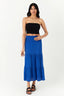 Blue Shirred Waist Crinkle Maxi Skirt - Select Fashion