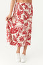 Red Tropical Leaf Midi Skirt - Select Fashion