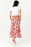 Red Tropical Leaf Midi Skirt - Select Fashion