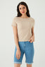 Neutral Crinkle Short Sleeve Top