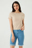 Neutral Crinkle Short Sleeve Top
