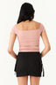 Nude Pink Slinky Shoulder Top - Select Fashion