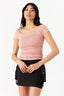 Nude Pink Slinky Shoulder Top - Select Fashion