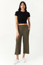 Black Plain Tie Back Crop Tee - Select Fashion