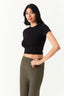 Black Plain Tie Back Crop Tee - Select Fashion