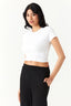 Optic White Plain Tie Back Crop Tee - Select Fashion