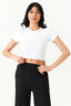 Optic White Plain Tie Back Crop Tee - Select Fashion