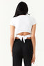 Optic White Plain Tie Back Crop Tee - Select Fashion