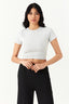 Light Grey Marl Plain Tie Back Crop Tee - Select Fashion