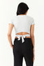 Light Grey Marl Plain Tie Back Crop Tee - Select Fashion