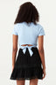 Shell Blue Plain Tie Back Crop Tee