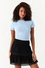 Shell Blue Plain Tie Back Crop Tee