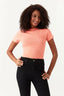 Spring Peach Plain Tie Back Crop Tee