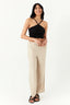 Stone Linen Drawstring Pull On Trouser - Select Fashion