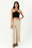 Stone Linen Drawstring Pull On Trouser - Select Fashion