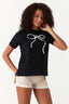 Black 3D Bow Front Tee
