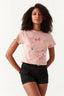 Nude Pink Bow Front Fitted Tee