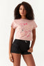 Nude Pink Bow Front Fitted Tee
