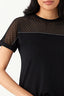 Black Diamante Mesh Panel Tee - Select Fashion