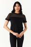 Black Diamante Mesh Panel Tee - Select Fashion