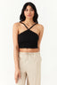 Black Lace Trim Diamond Halter - Select Fashion