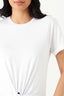 Optic White Tie Front Oversized Tee - Select Fashion