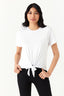 Optic White Tie Front Oversized Tee - Select Fashion