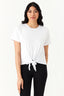 Optic White Tie Front Oversized Tee - Select Fashion