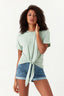 Spring Sage Tie Front Oversized Tee
