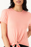 Spring Peach Tie Front Oversized Tee - Select Fashion