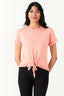 Spring Peach Tie Front Oversized Tee - Select Fashion