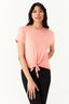 Spring Peach Tie Front Oversized Tee - Select Fashion