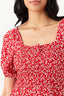 Red Ditsy Puff Sleeve Tea Dress - Select Fashion