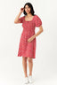 Red Ditsy Puff Sleeve Tea Dress - Select Fashion