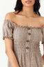 Neutral Linen Bardot Tea Dress - Select Fashion