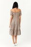 Neutral Linen Bardot Tea Dress - Select Fashion