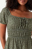 Khaki Ditsy Tiered Puff Sleeve Dress