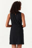 Black Textured Belted Sleeveless Dress